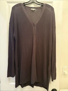 Lafayette 148 New York Ribbed Knit Top - Dark Brown